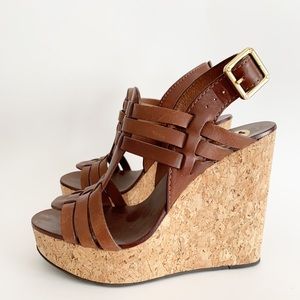 Tory Burch LESLIE Leather Cork Heel Wedge